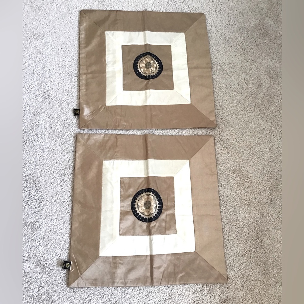 NWOT Silky tan/cream throw pillow covers